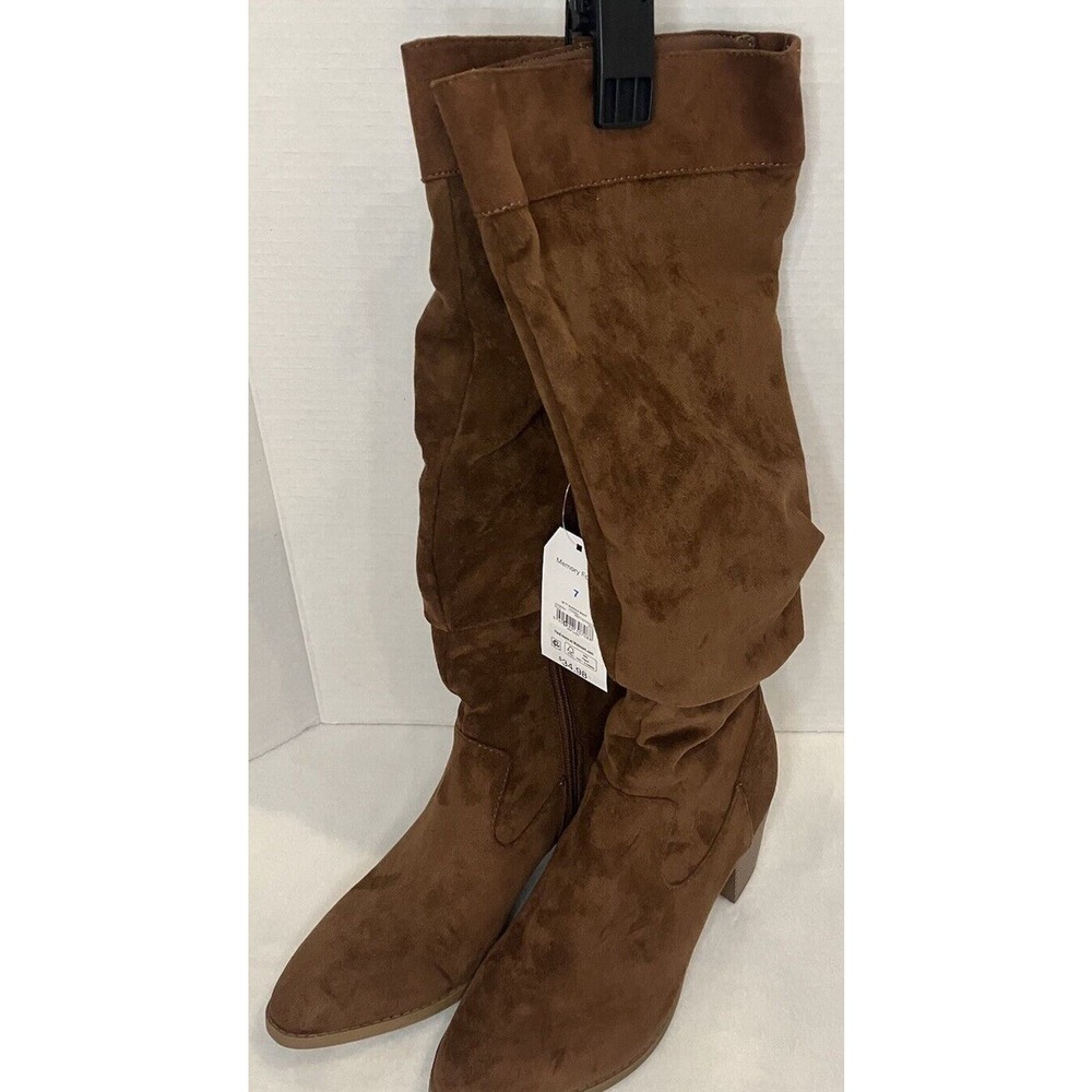 Time And Tru Memory Foam Slouch Boot Cognac Size … - image 4